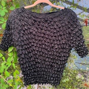 Black Satin Top Crinkle